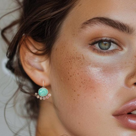 Boho oorbellen met blauwe Amazoniet