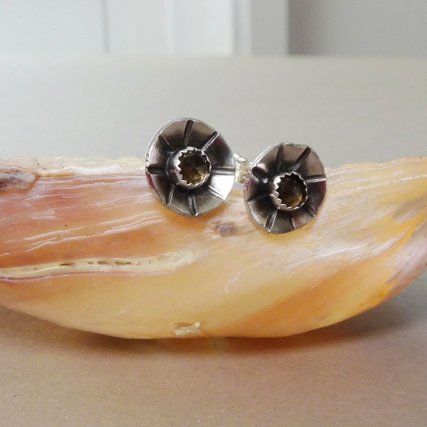 Citrine earrings – gemstone earrings handmade in silver