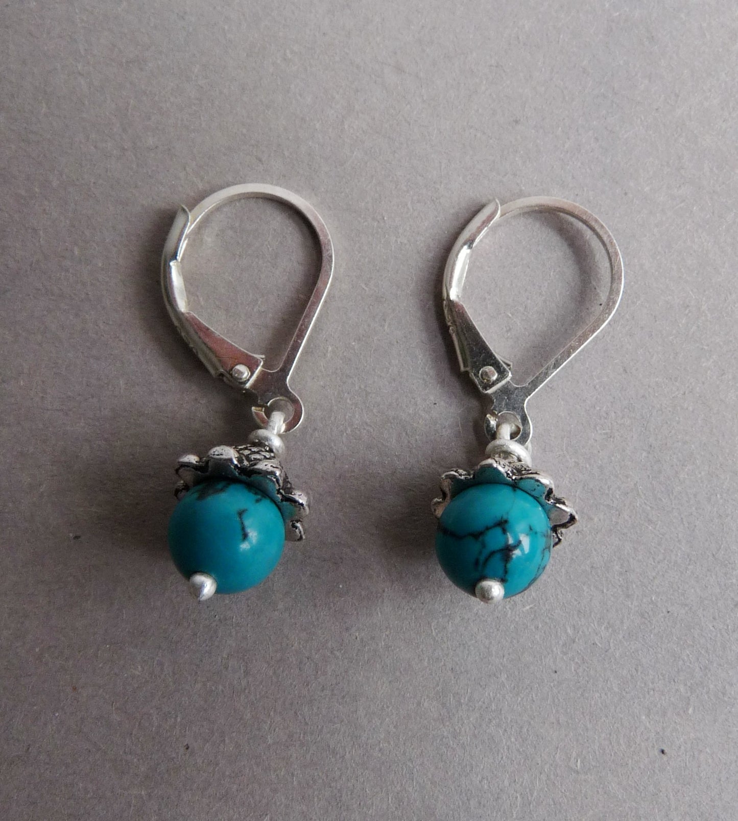 Silver Earrings with Turquoise – Unisex and Cool Design