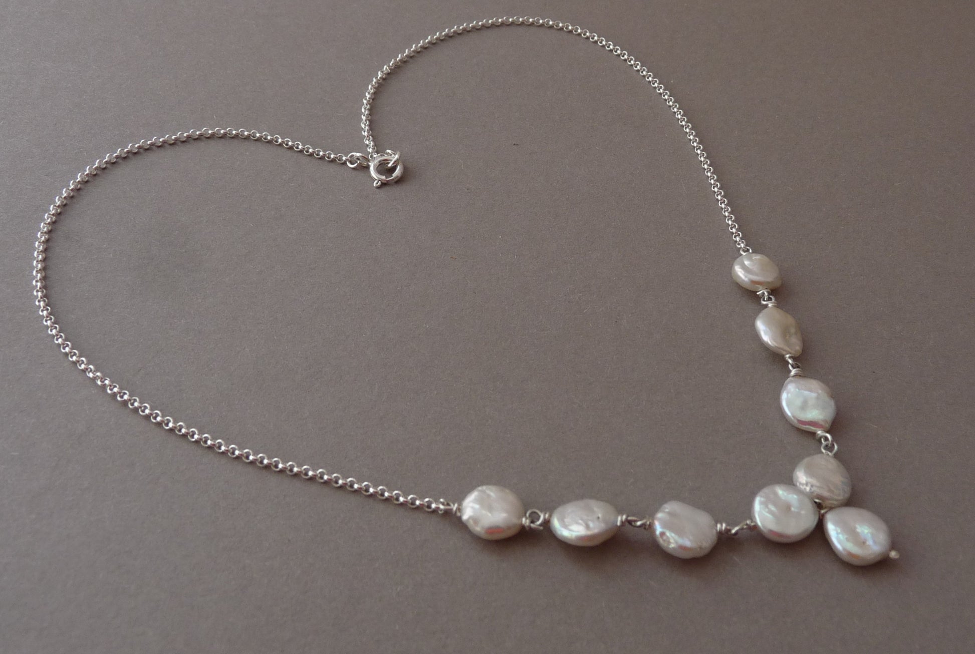 trouwsieraad ketting munt parels zilver