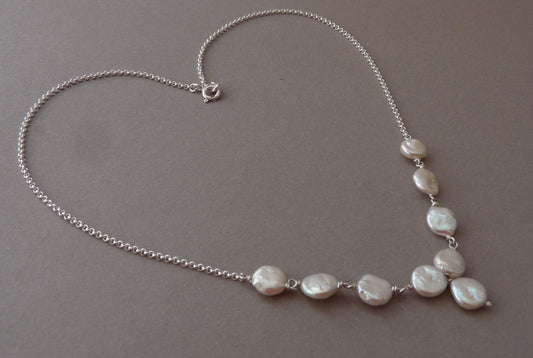 trouwsieraad ketting munt parels zilver