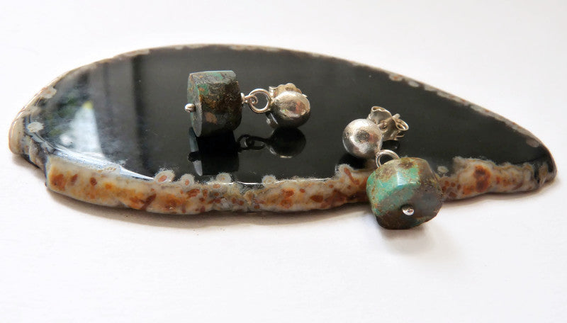 zilver turquoise oorknopjes voor mannen