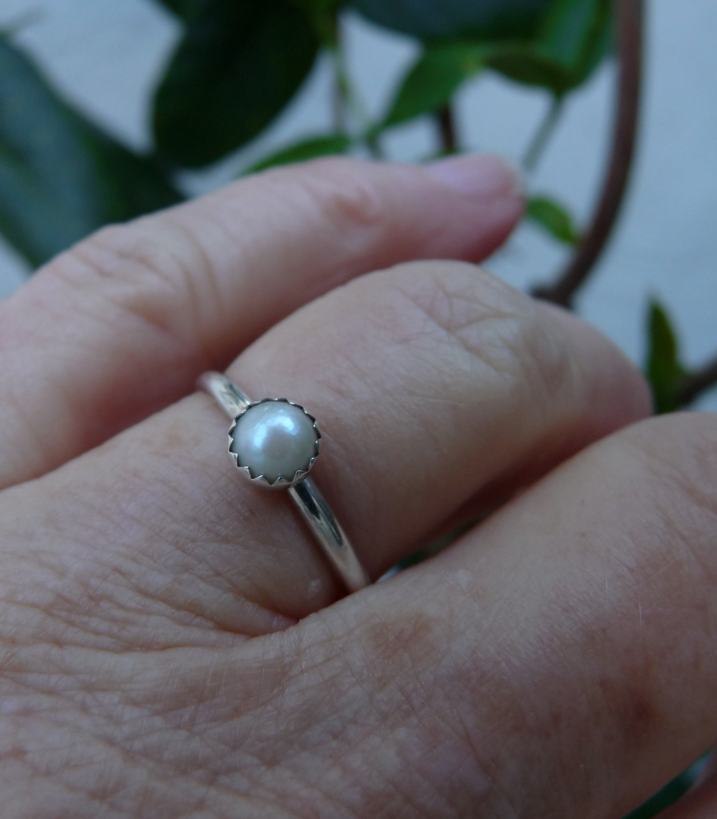 Stapelringen set van zilver en 14k goud met parel – Handgemaakt | Zonlicht Set