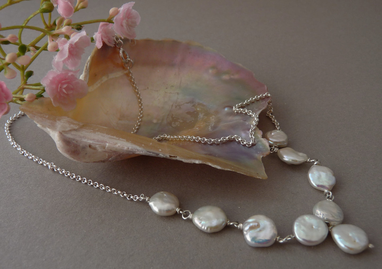 Brautkette mit Perlen | Personalisierte silberne Hochzeitskette