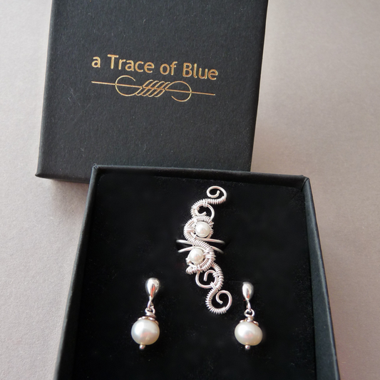 Brautschmuckset | Ohrklemme und Perlenohrringe