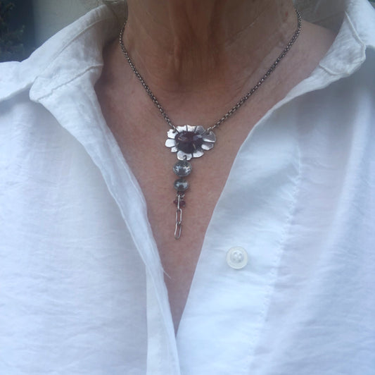 Silver pendant with Ropada garnet – handmade jewelry