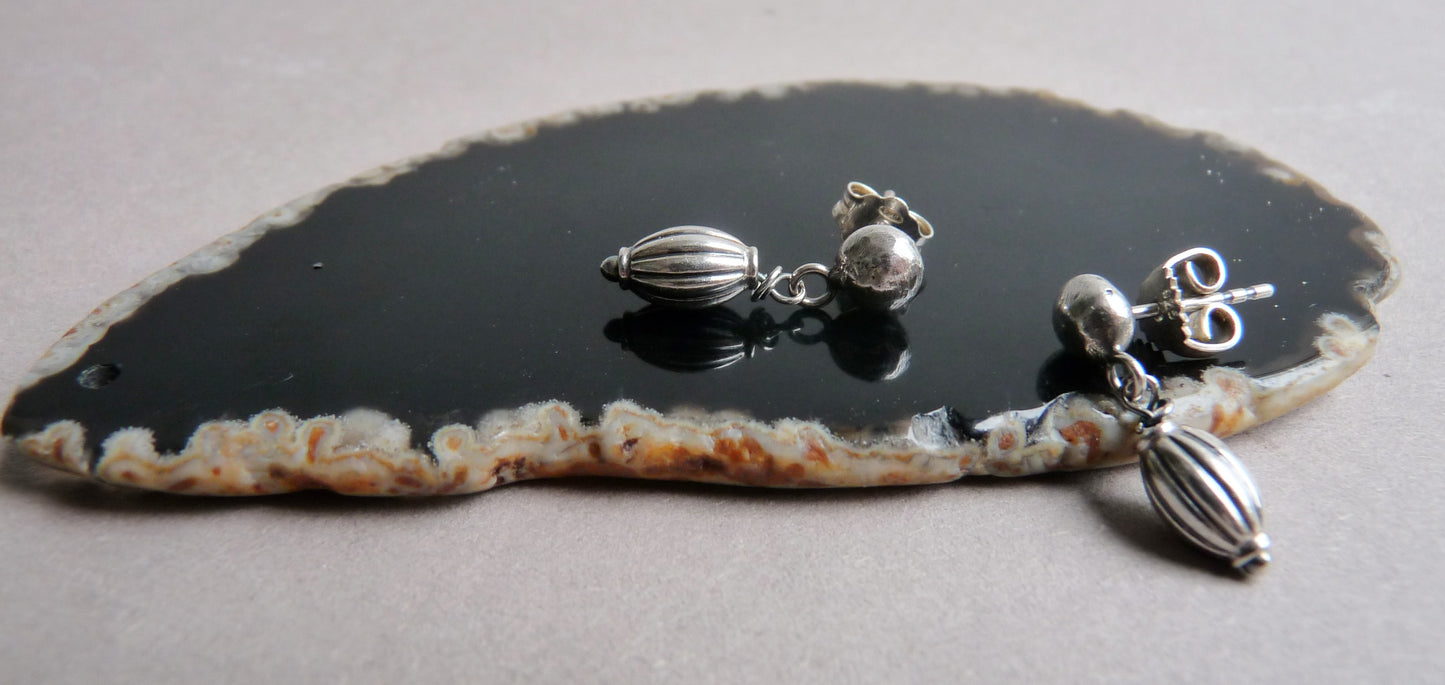 Bali zilveren Heren oorknopjes - stoere heren oorbellen