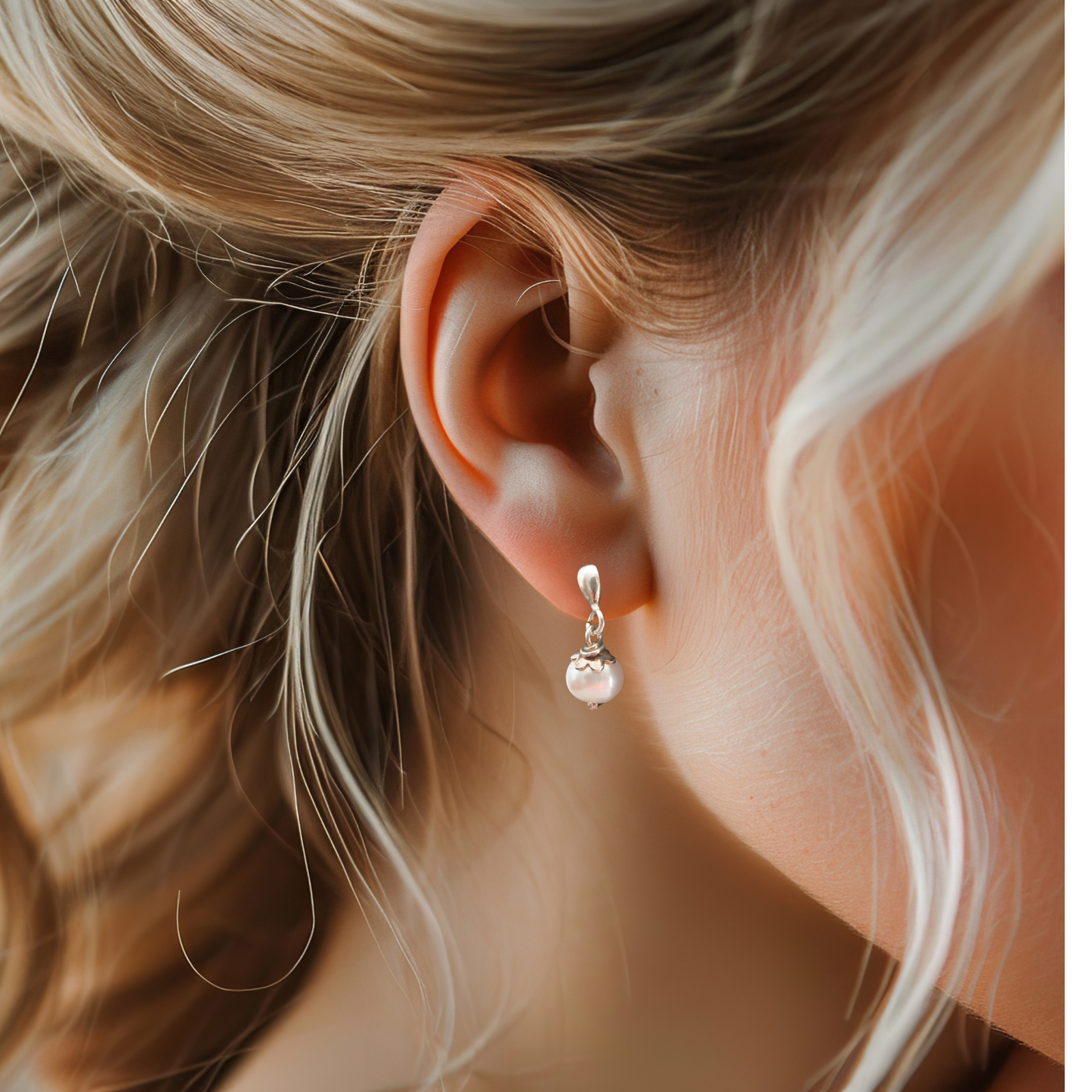 Brautohrringe Perle – Silberohrstecker | eine Spur von Blau