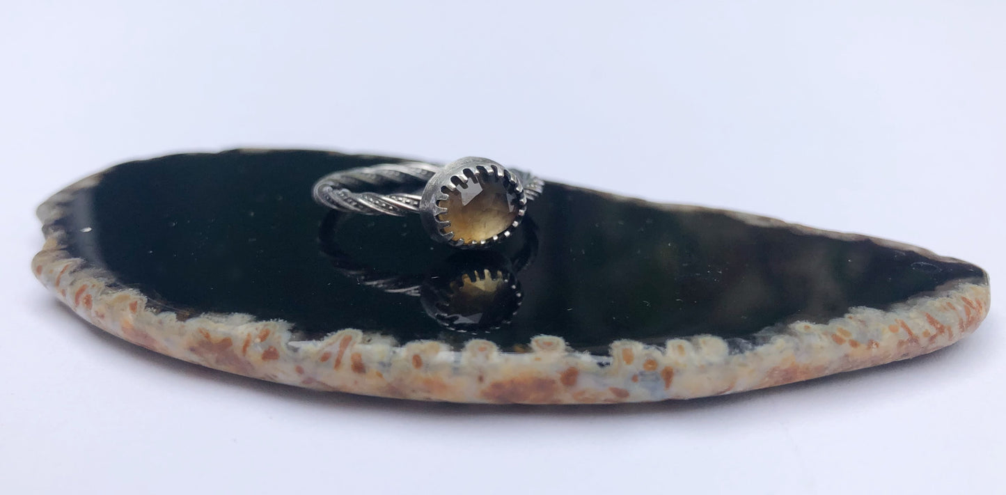 Citrin-Ring aus Sterlingsilber, November-Geburtsstein