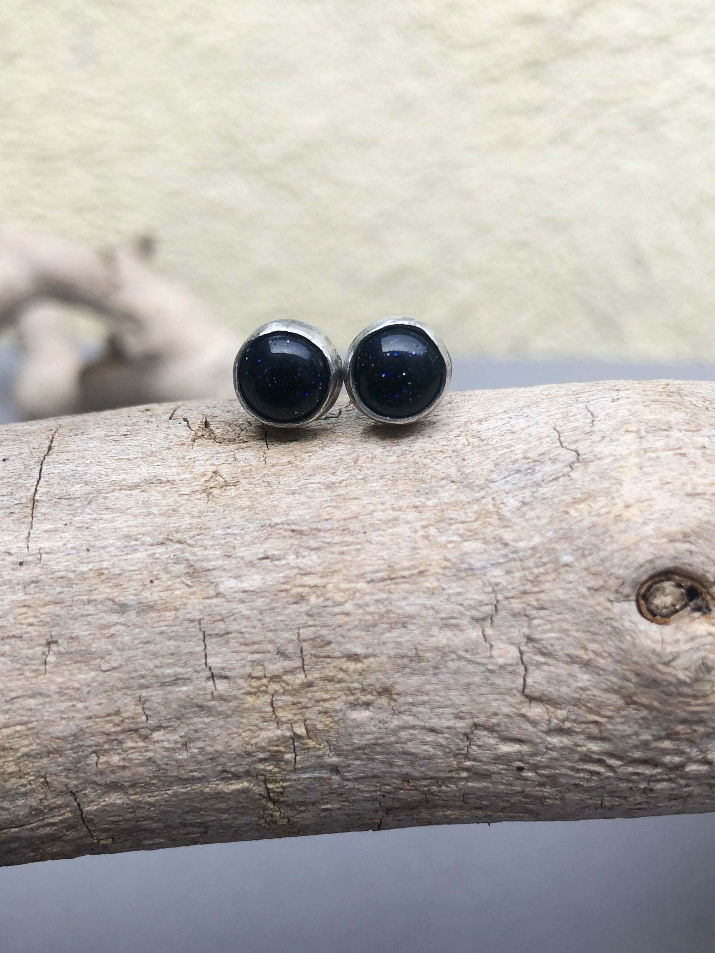 Stud earrings for men – silver earrings with natural stone accent