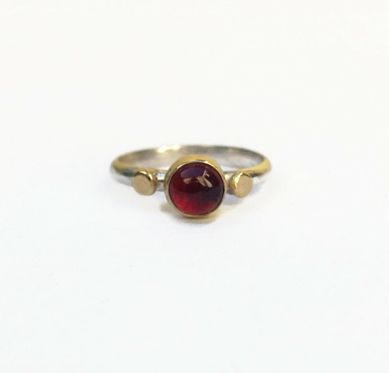 14k Gold and Sterling Silver Garnet Ring