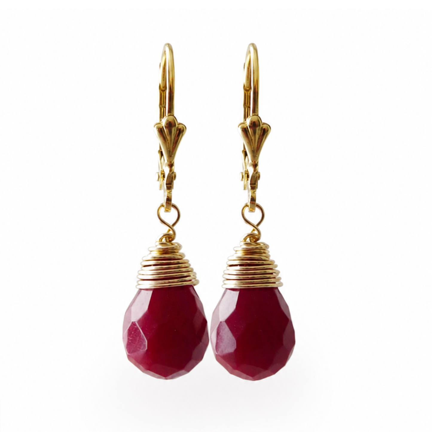14k Gold-filled earrings with a red Cornelian drop – elegant and handmade