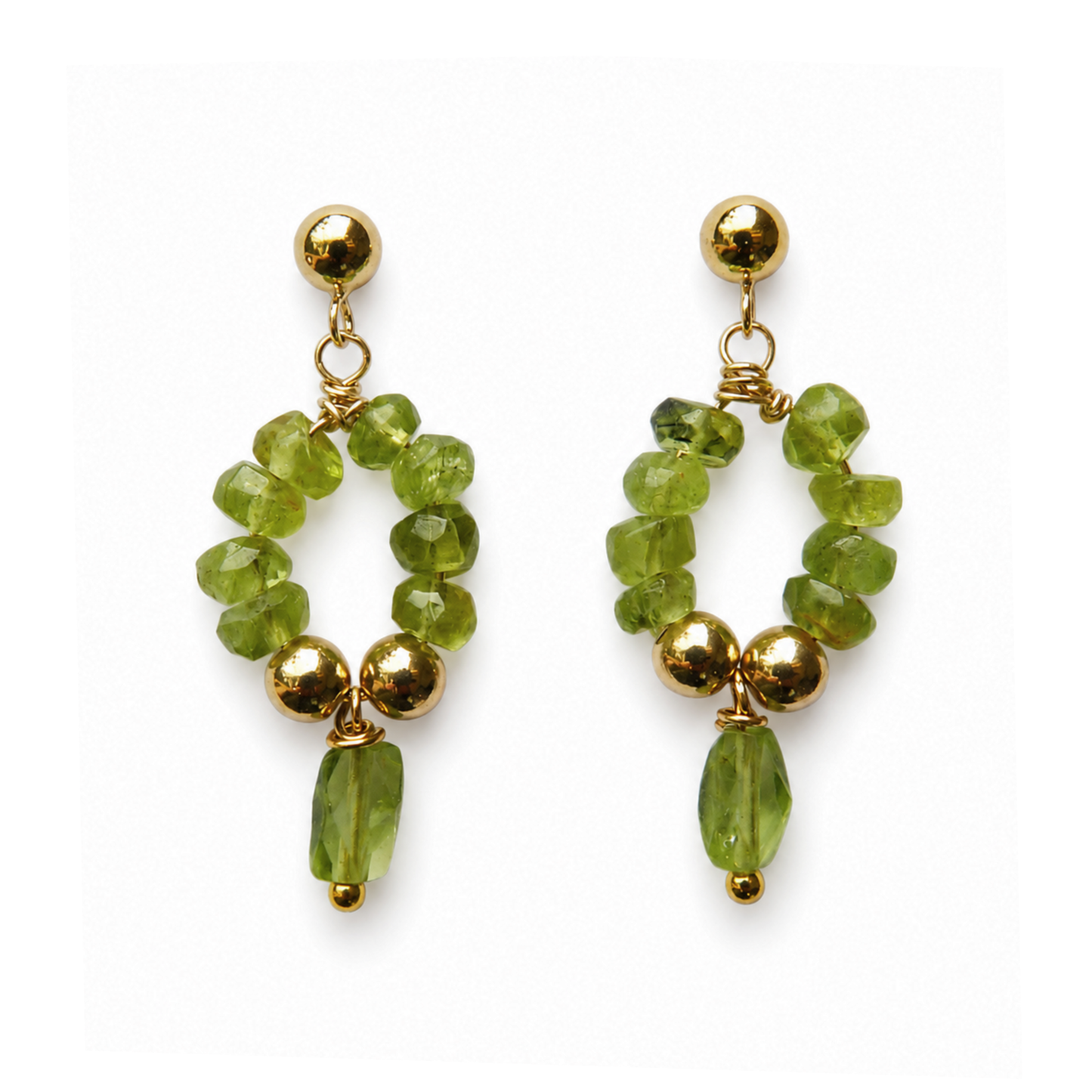 14k Goldfilled oorknopjes met Peridot