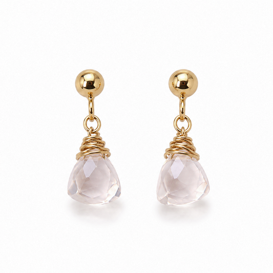 14k Goldfilled oorknopjes met facet geslepen rozenkwarts