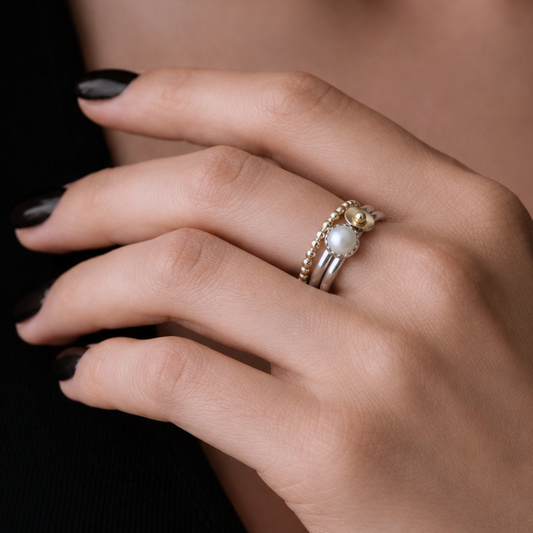 14k Gouden pareldraad stapelring
