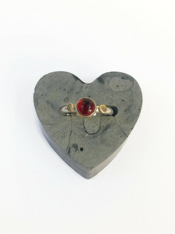 14k Gold and Sterling Silver Garnet Ring