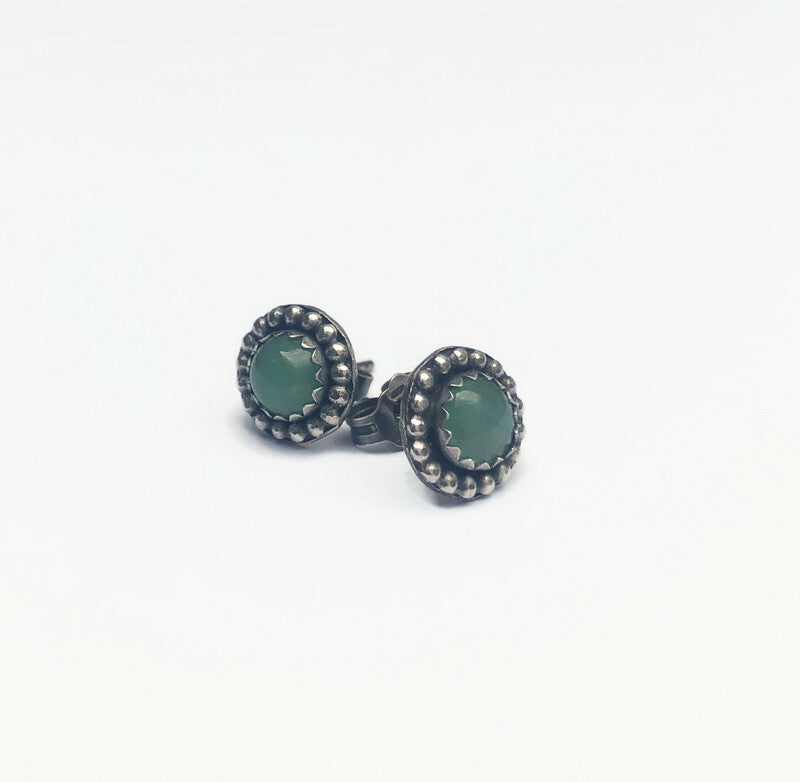 Sterling Silver Aventurine Stud Earrings