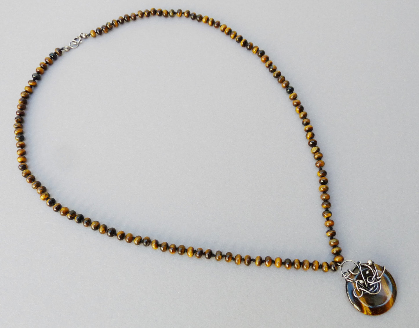 Men's Necklace with Tiger Eye - Beaded Necklace for Men