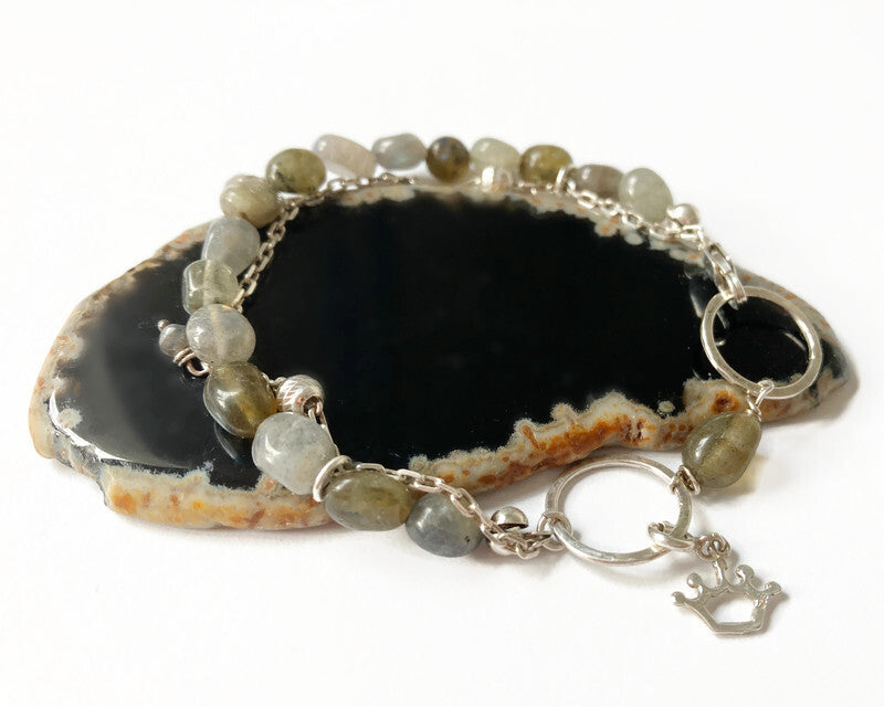 Silver bracelet with Labradorite