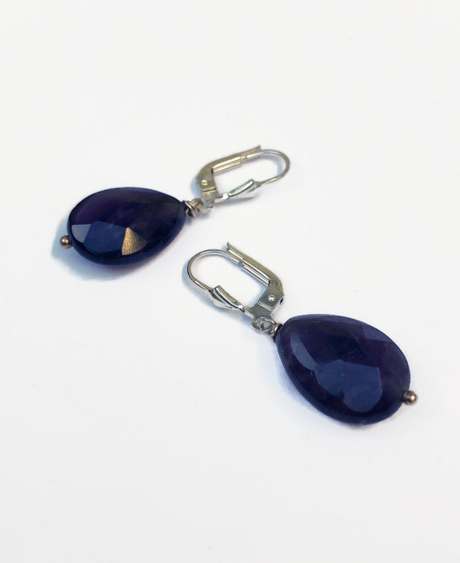 Delicate Purple Amethyst Earrings with Faceted Drops