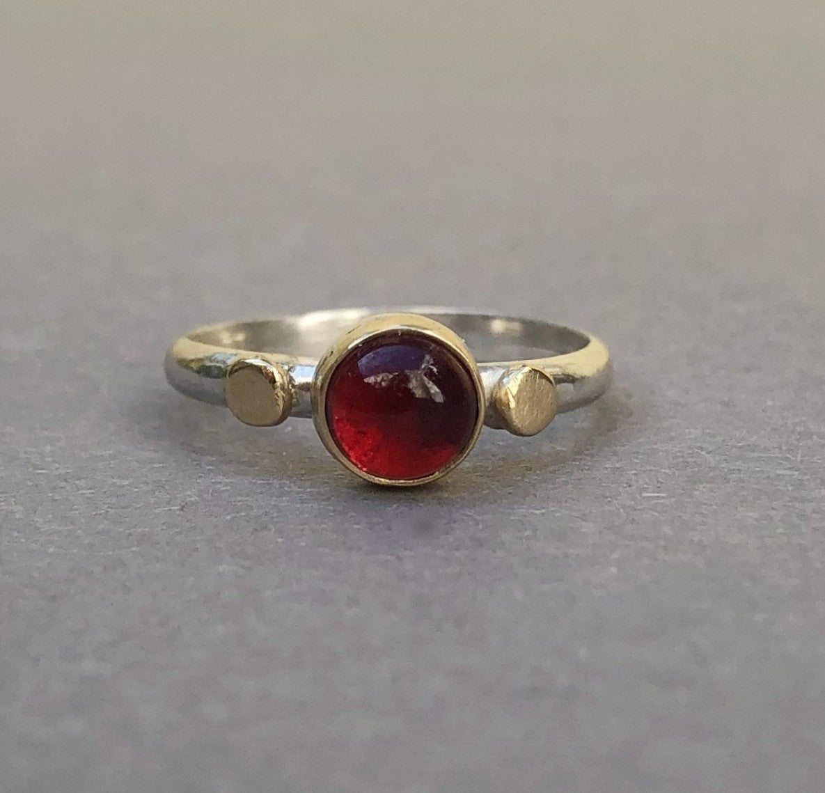 14k Gold and Sterling Silver Garnet Ring