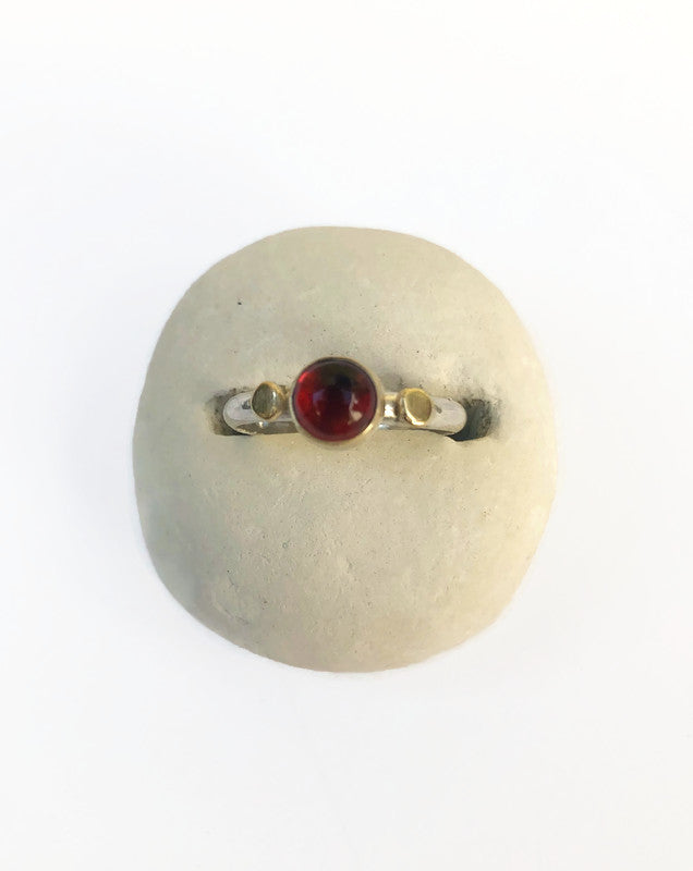 14k Gold and Sterling Silver Garnet Ring