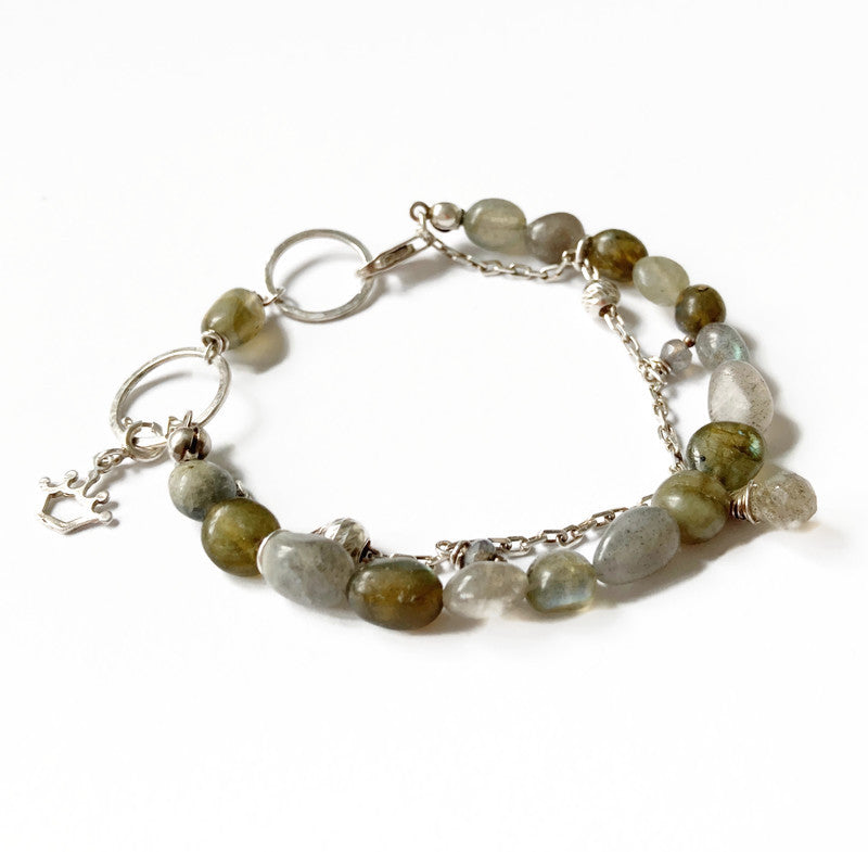 Silver bracelet with Labradorite