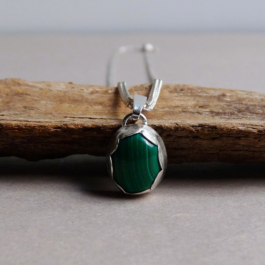 Gourmet schakelketting voor mannen met Malachiet hanger – zilveren heren sieraden