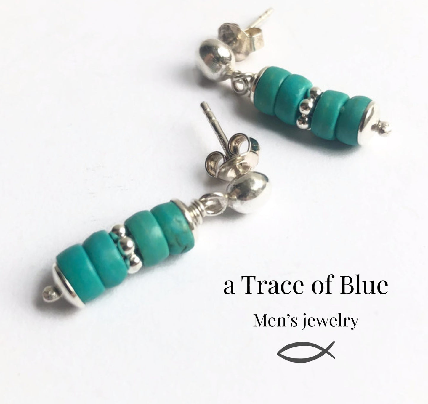 Sterling zilveren heren oorbellen met Turquoise – 4 mm oorknopjes