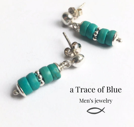 Sterling zilveren heren oorbellen met Turquoise – 4 mm oorknopjes