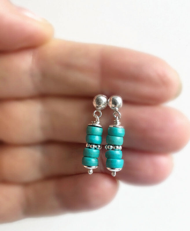Sterling zilveren heren oorbellen met Turquoise – 4 mm oorknopjes