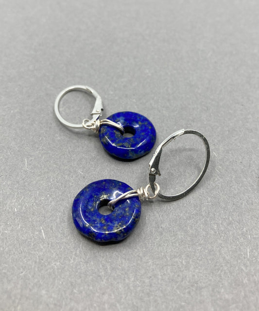 Lapis Lazuli oorbellen – Zilver & Blauwe Donuts
