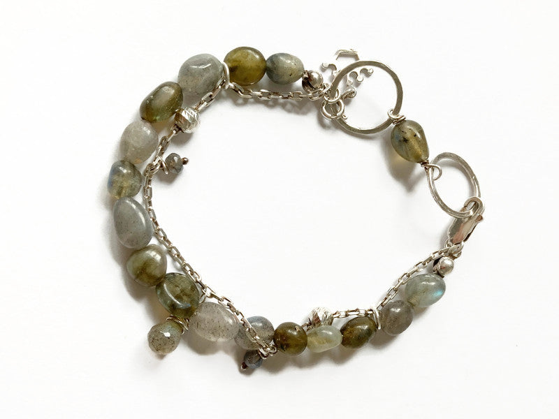 Silver bracelet with Labradorite