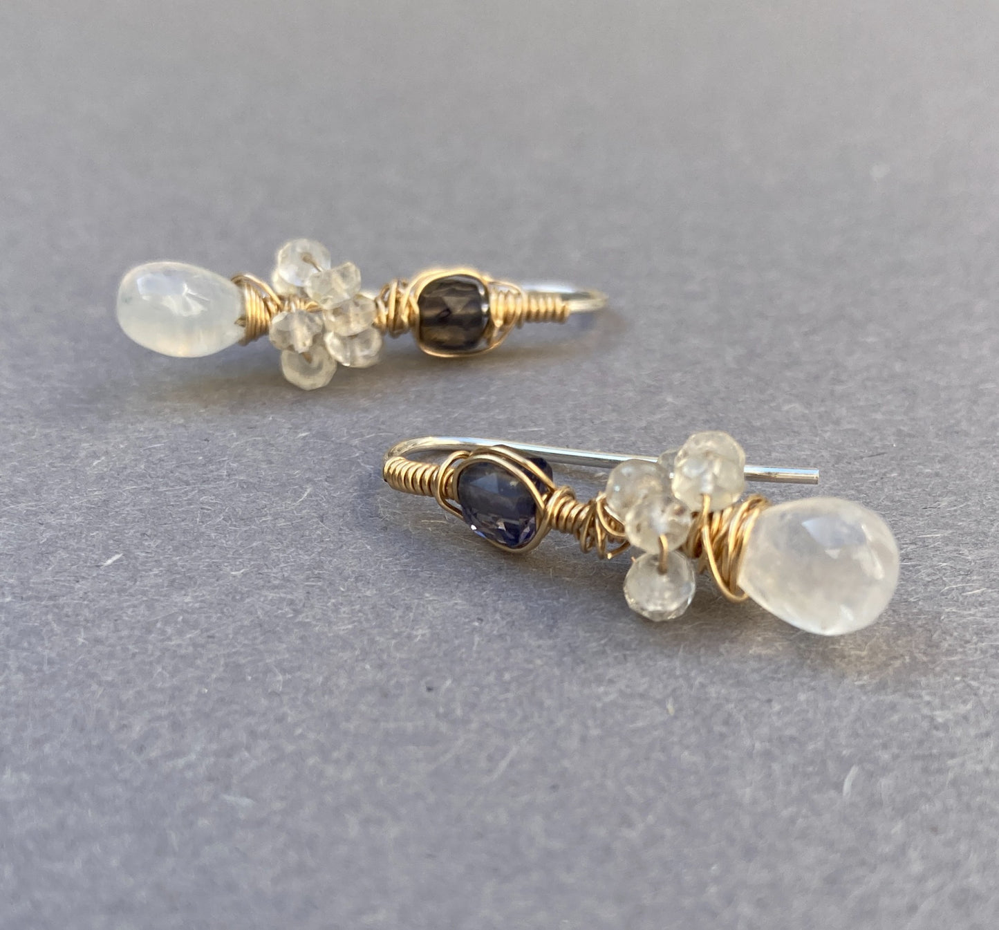 14K Goldfilled earrings with Moonstone and Iolite