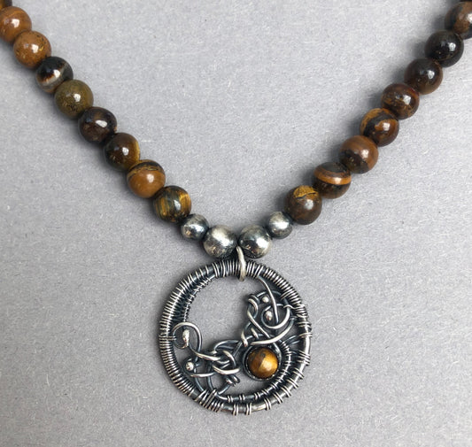 Herrenhalskette mit Tigerauge für harte Männer