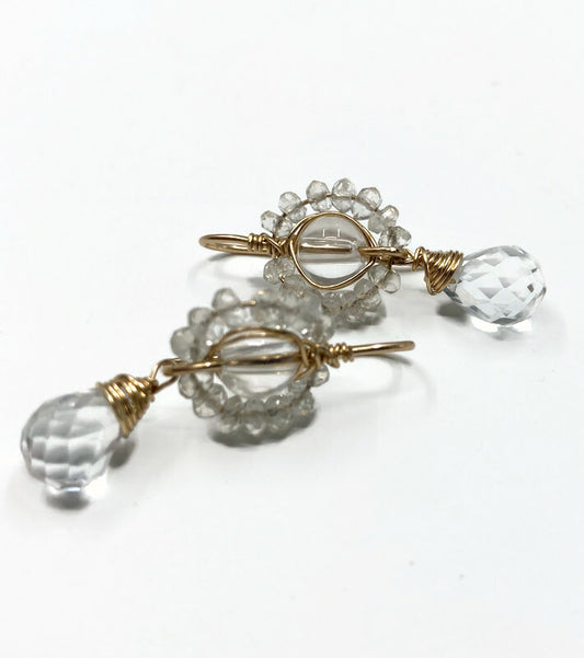 14k Goldfilled oorbellen met Bergkristal en Topaas