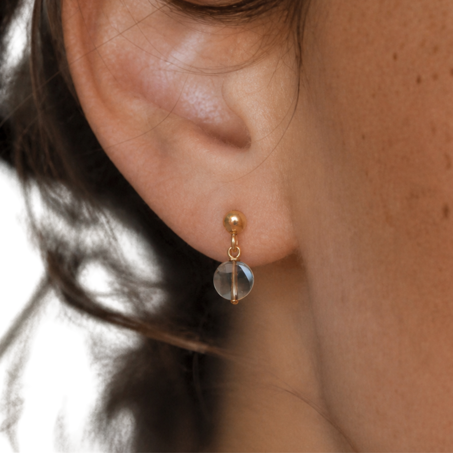14k goldfilled oorknopjes met rookkwarts – elegante kleine oorbellen