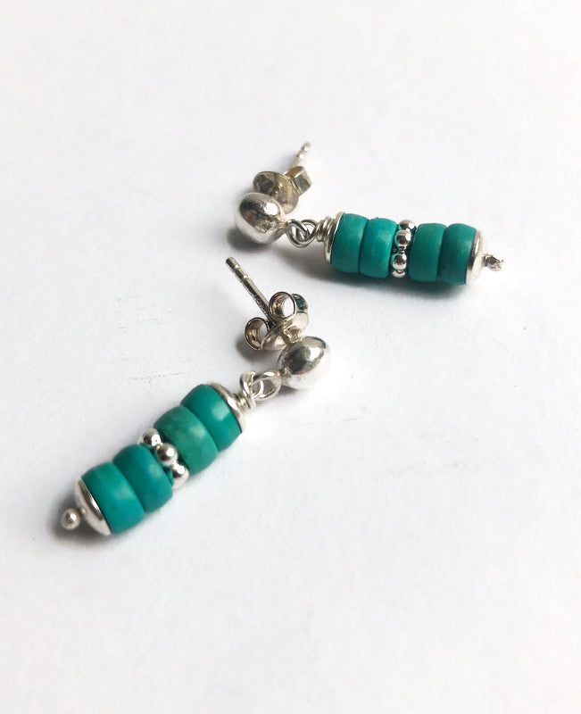 Sterling zilveren heren oorbellen met Turquoise – 4 mm oorknopjes