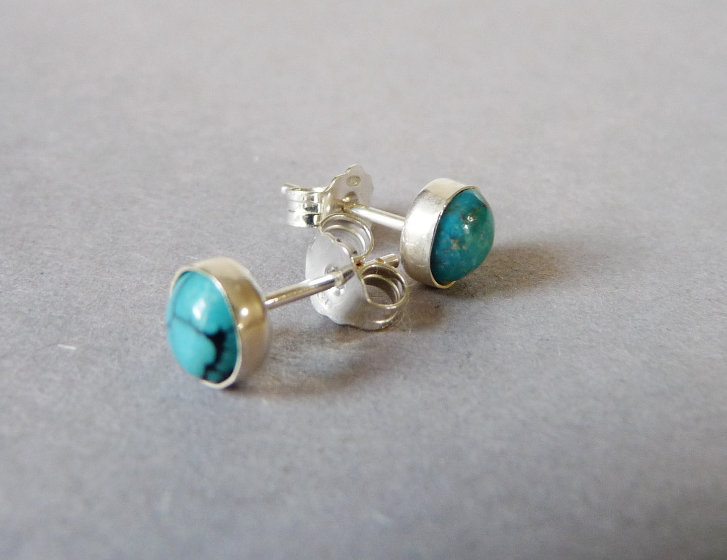 Sterling silver men's stud earrings with Turquoise