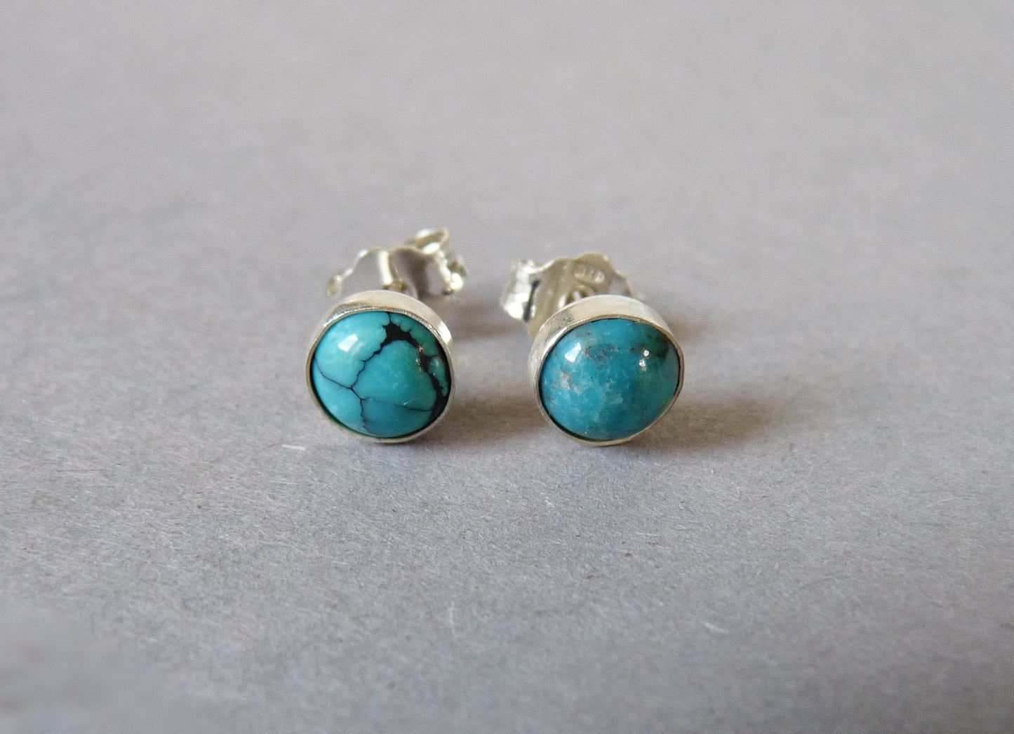 Sterling silver men's stud earrings with Turquoise