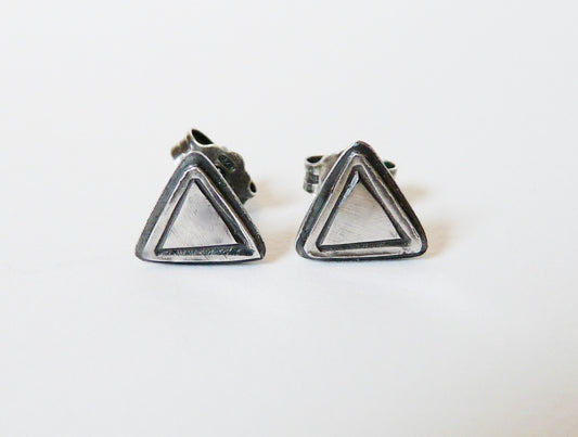 Stylish Handmade Dark Silver Men's Stud Earrings - Exclusive Men's Jewelry