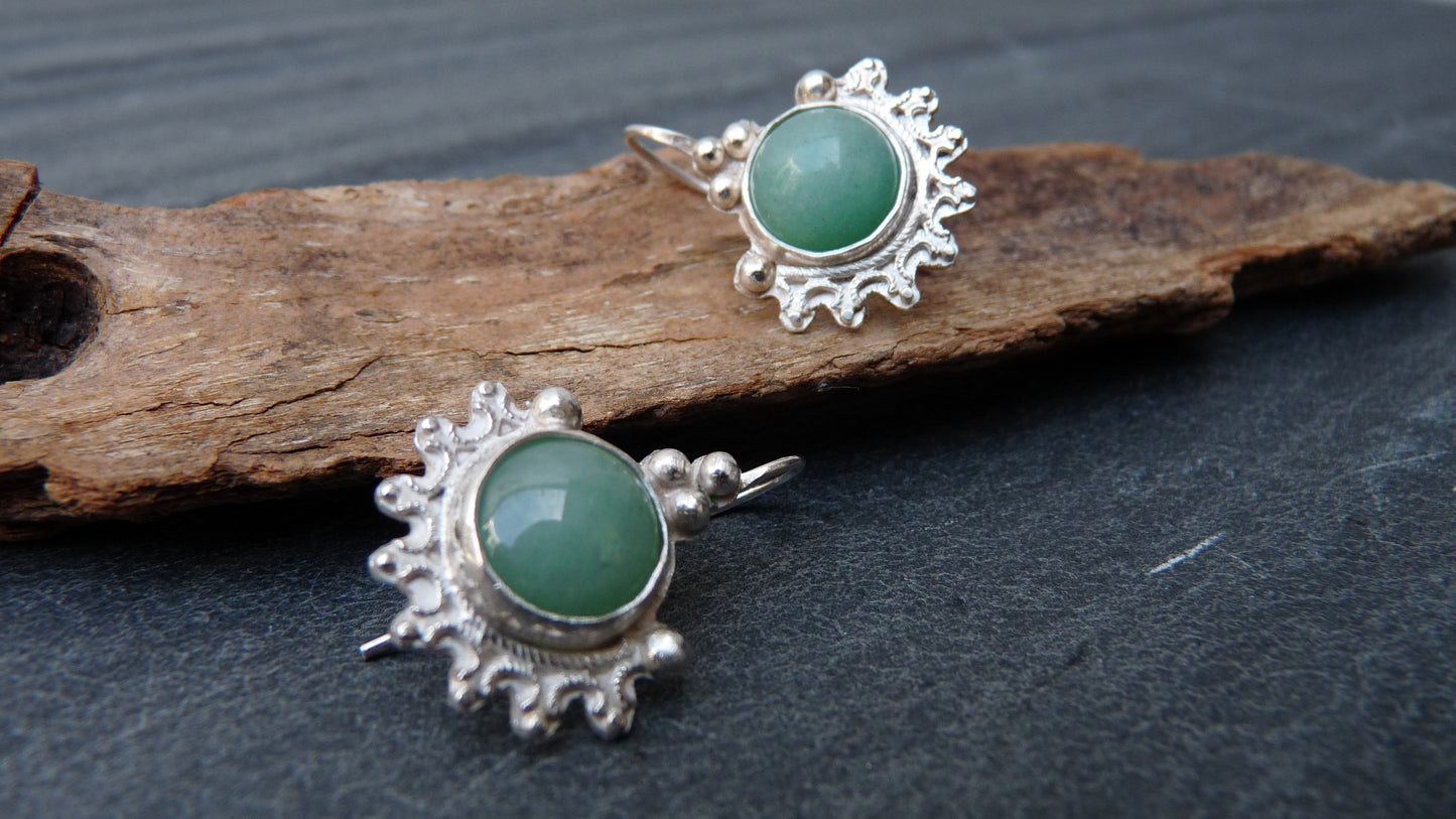 Silver Aventurine earrings, handmade gemstone earrings