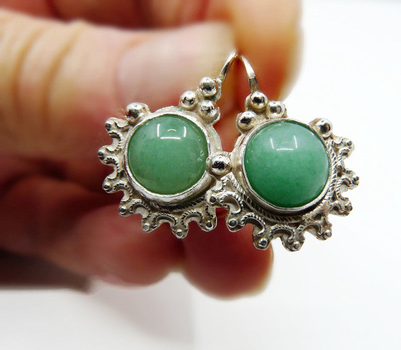 Silver Aventurine earrings, handmade gemstone earrings