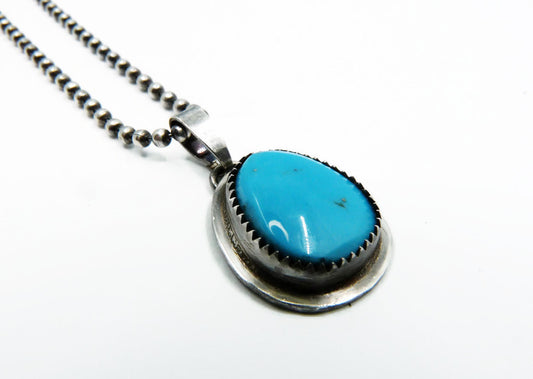 Men's Pendant Necklace with Turquoise - Handmade in Sterling Silver