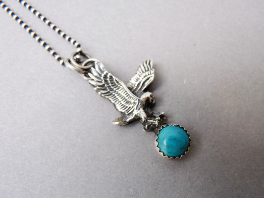 Silver men's pendant necklace with Turquoise