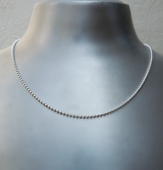 Thin silver men's necklace - minimalist ball chain