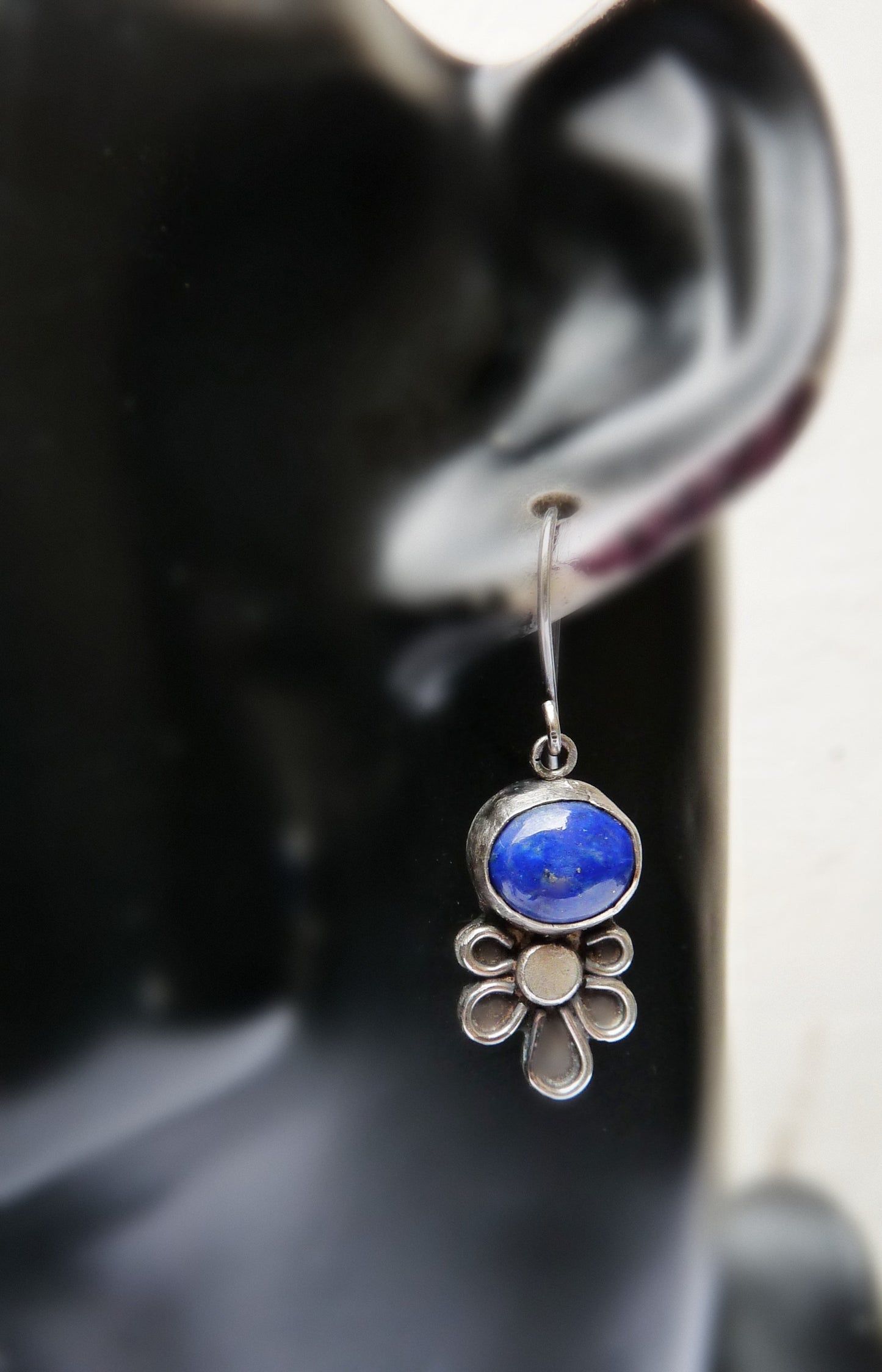 Sterling silver Lapis Lazuli flower earrings