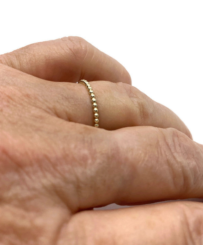 14k Gold Pearl Wire Stacking Ring