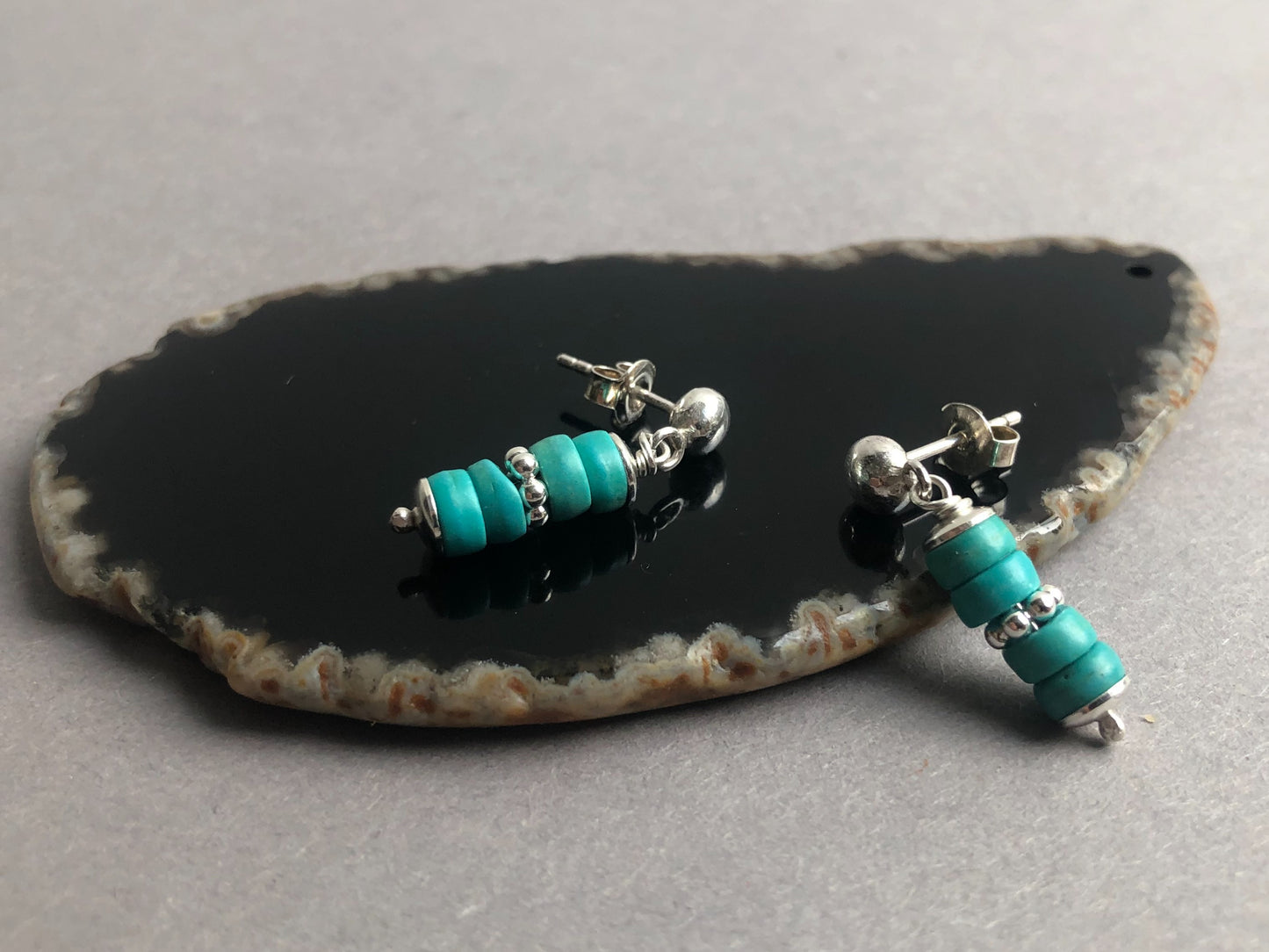 Sterling zilveren heren oorbellen met Turquoise – 4 mm oorknopjes
