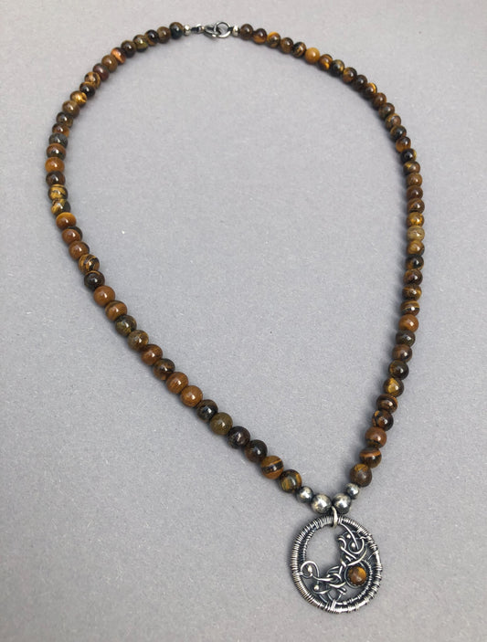 Men's necklace with Tiger's Eye for tough men